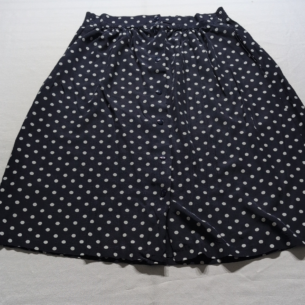 Blue and White Pleated A-Line Skirt for Work